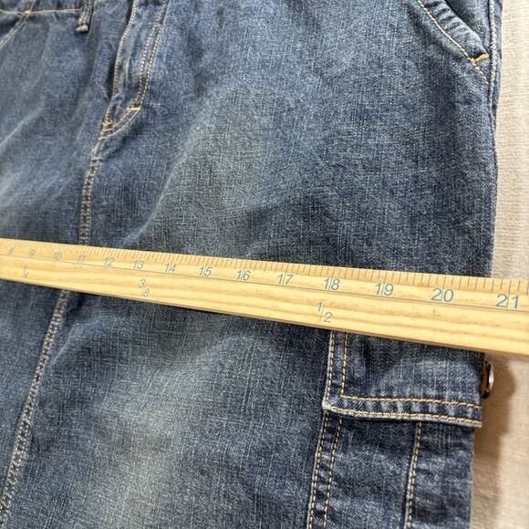 VTG Unionbay 90s Y2K Denim Midi Jean Skirt Cargo Pocket Sz 15 Blue Grunge Retro - Picture 8 of 9